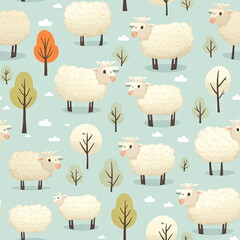 Seamless Pattern of sheep