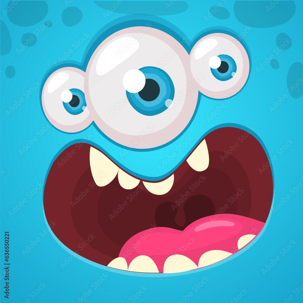 Wall mural cartoon monster face with one eye. vector halloween monster illustration. great for package design o