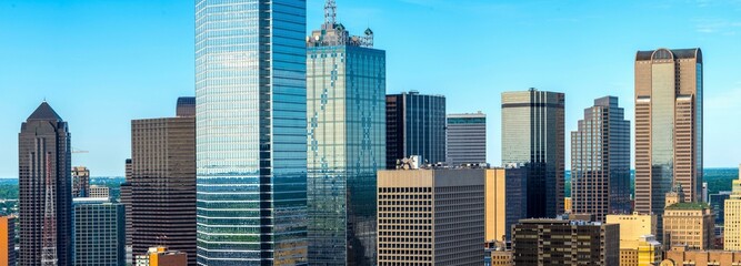 Dallas Splendor: Aerial 4K Image of Beautiful Blue Skyline and Buildings in Dallas  Texas