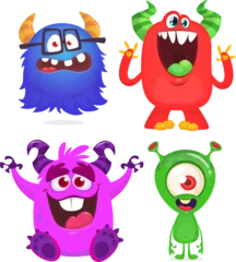 Fotobehang Funny cartoon monsters set: monster yeti troll gremlin and alien creatures. Halloween vector design isolated © drawkman