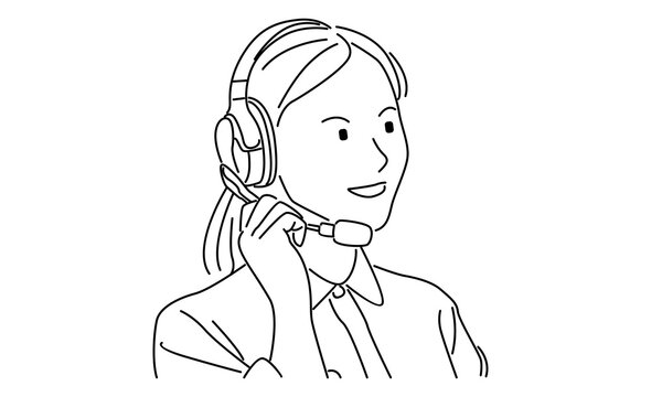 recommend clip art: line art of a technical support staff member with headphones