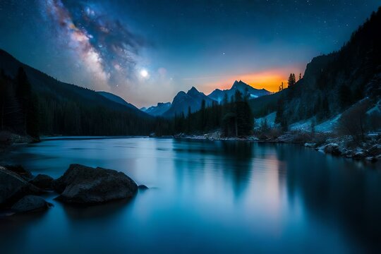 Stars and Sky Over Mountains