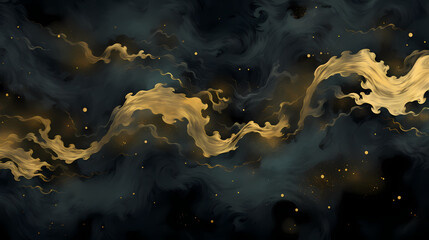 Fototapeta na wymiar Black and gold abstract deep-sea waves, base for nautical abstract visuals