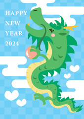 辰年の年賀状用のかわいい龍のベクターイラスト