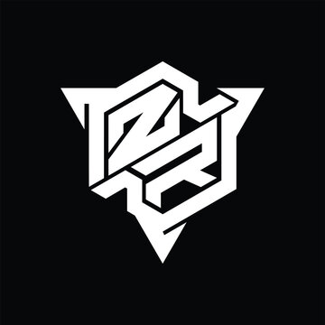 recommend clip art: ZR Logo monogram hexagon shape with triangle outline gaming style design