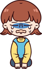 青ざめて泣いている主婦