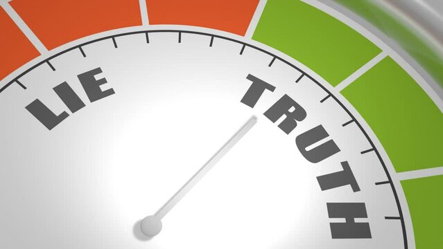 Lie or True concept. Measuring device with arrow and scale.