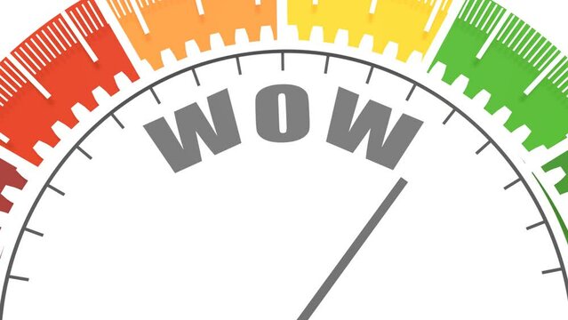 Astonishment level on measure scale. Instrument scale with arrow. Colorful infographic gauge element.