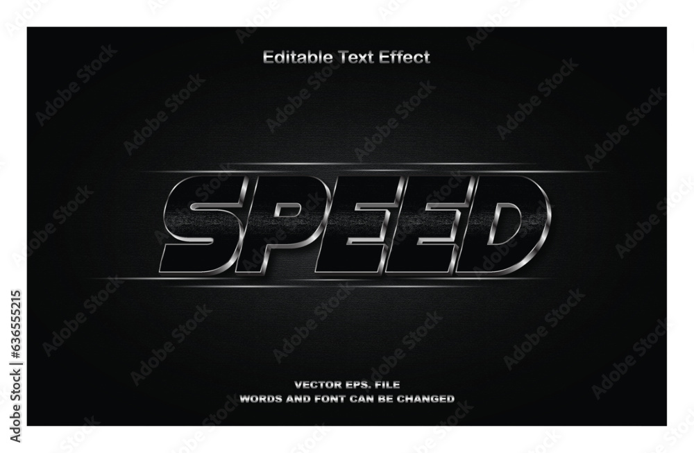 Fototapete speed 3d text effect. editable text effect premium vectors. speed 3d editable text effect template. 
