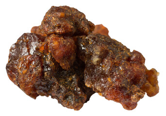 Myrrh resin isolated on white background.