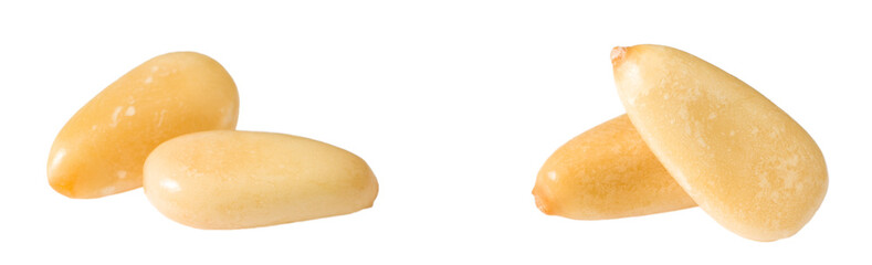 Roasted pine nuts isolated on the white background.
