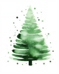 Minimalist and artistic watercolor Christmas tree design against a white backdrop