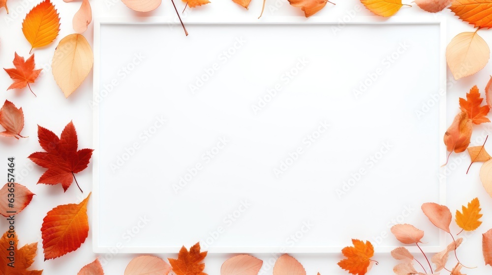 Poster background - banner isolated autumn leaves place for text created with generative ai technology
