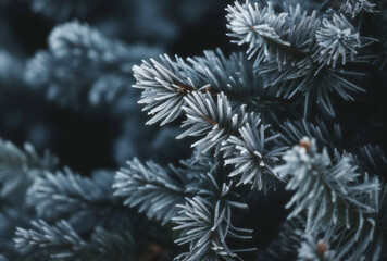 Close-Up of a Frozen Frazier Fir Branch - Glistening Winter Beauty