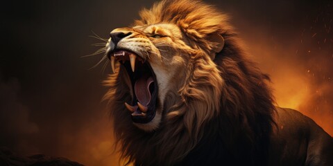 roaring lion boss - obrazy, fototapety, plakaty