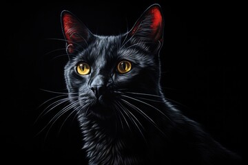 black cat on black