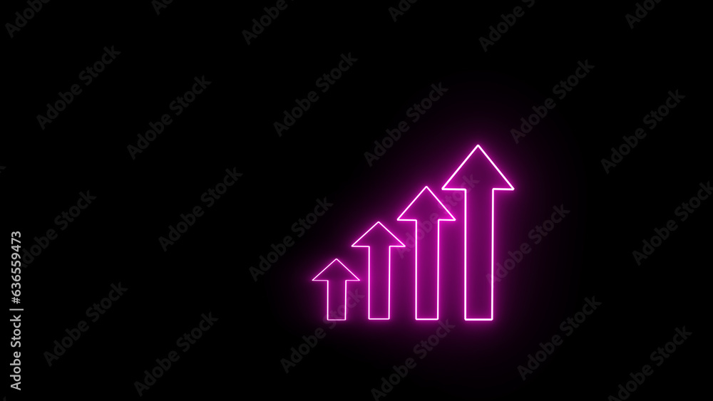 Aufkleber a bars graph, with an arrow going up. financial graph with up trend line chart in stock market on ne