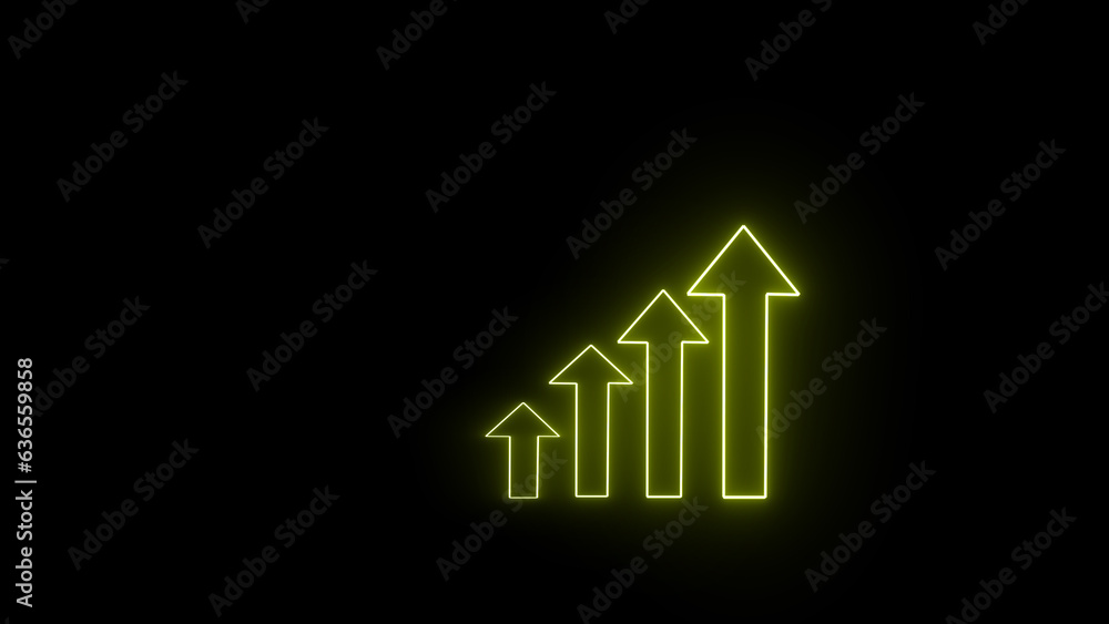 Aufkleber continuous one line graph growth neon concept. growth chart icon in neon style.