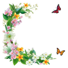 Spring Frame. Transparent Inside and Background.