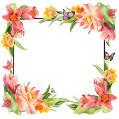 Fototapeta premium Spring Frame. Transparent Inside and Background.