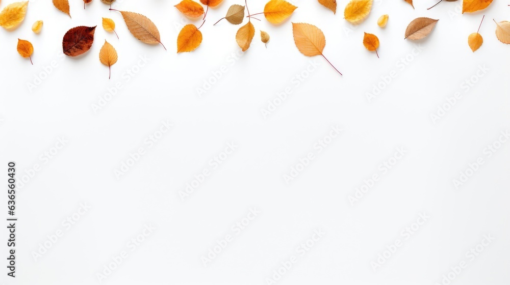 Poster background - banner isolated autumn leaves place for text created with generative ai technology