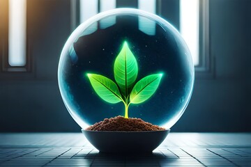 plant in a glass sphere