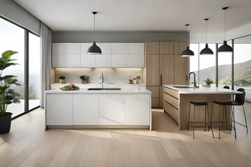 Fototapeta na wymiar modern kitchen interior with furniture