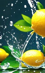 there are two lemons that are being splashed with water.