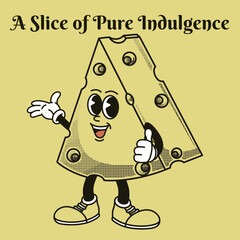 Cheese Character Design With Slogan a Slice of Pure Indulgence