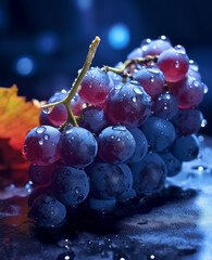 Bunch of grapes on a wooden table