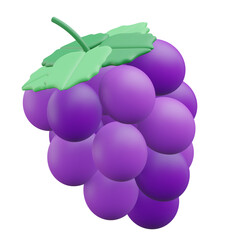 grape, grocery 3d icon illustration with transparent background