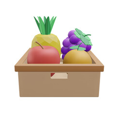 fruits, grocery 3d icon illustration with transparent background