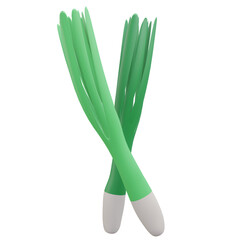 leek, grocery 3d icon illustration with transparent background