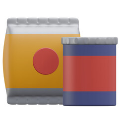 snack, grocery 3d icon illustration with transparent background