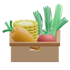 vegetables, grocery 3d icon illustration with transparent background