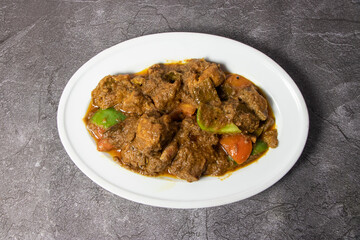 chicken do pyaza or Chicken Tawa Achari korma karahi masala served in dish isolated on background top view of bangladesh food