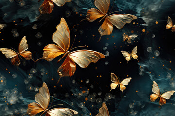 Fototapeta na wymiar Abstract of a butterfly background , Gold Wings butterfly texture pattern with pollen dust , Created with Generative Ai Technology