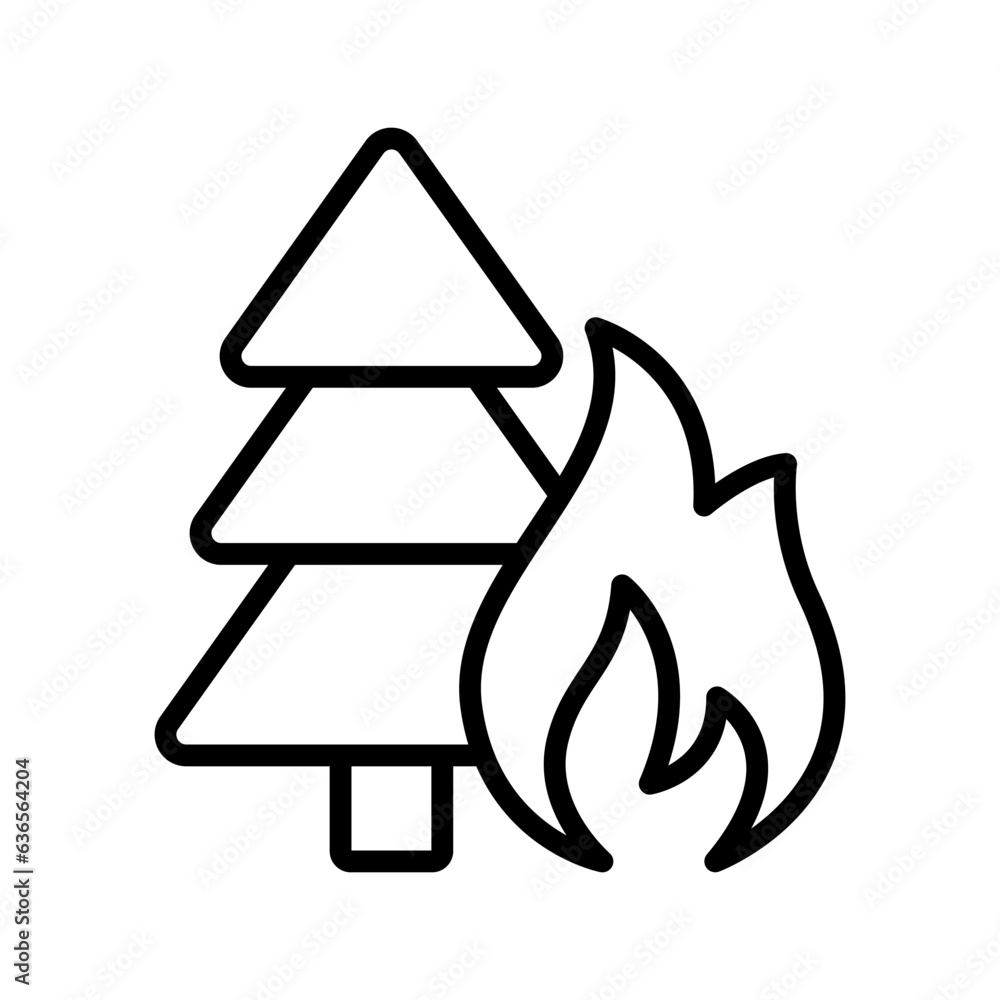 Poster forest fire outline vector icon isolated on white background. forest fire line icon for web, mobile 