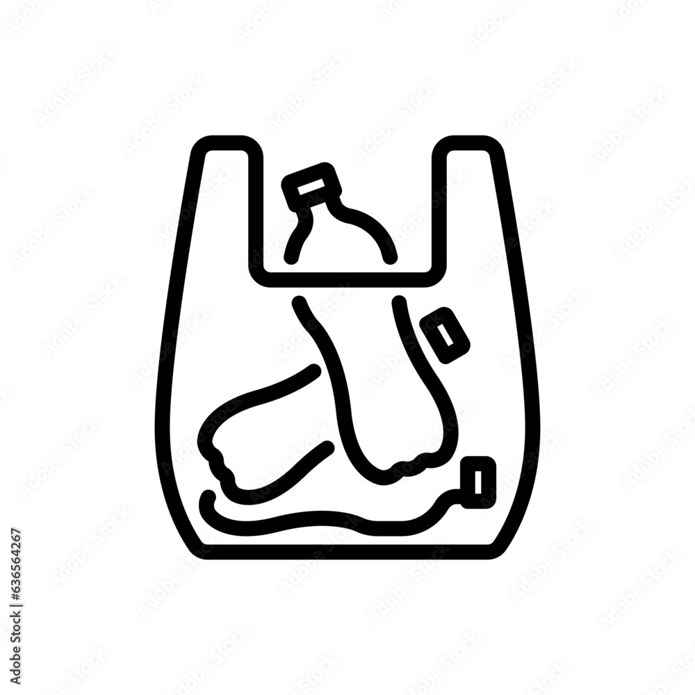 Poster plastic pollution outline vector icon isolated on white background. plastic pollution line icon for 