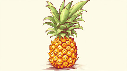 hand drawn cartoon fresh tropical fruit pineapple illustration
