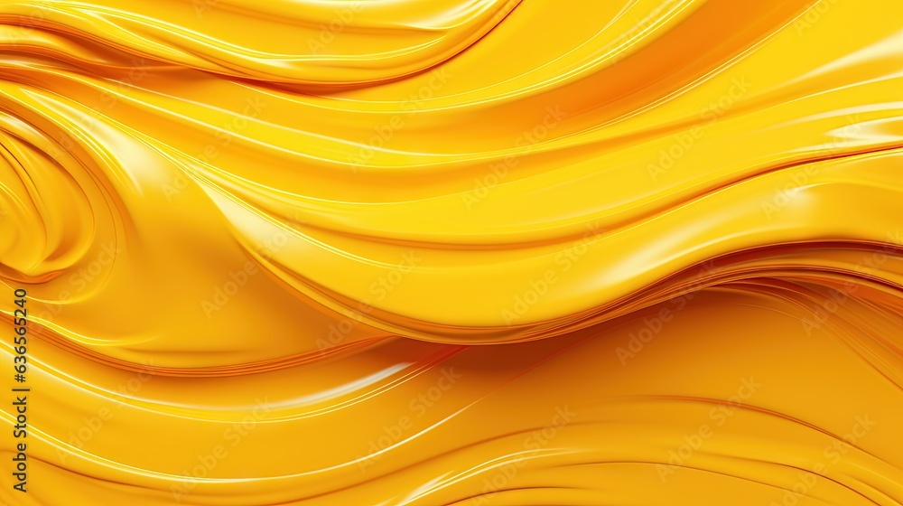 Poster a yellow background with wavy lines in the middle of it. generative ai
