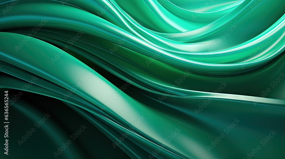 Poster a green satin background with wavy lines, creating a smooth and elegant look the fabric is a vibrant