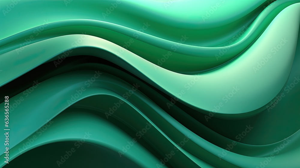 Poster an abstract green background with wavy lines in the middle of it. generative ai