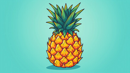 hand drawn cartoon fresh tropical fruit pineapple illustration
