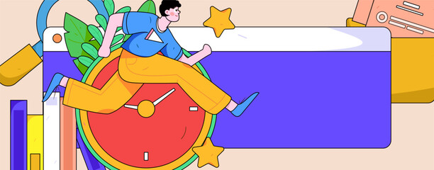 Vector internet operation illustration of people exercising and running healthy
