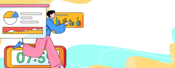 Vector internet operation illustration of people exercising and running healthy
