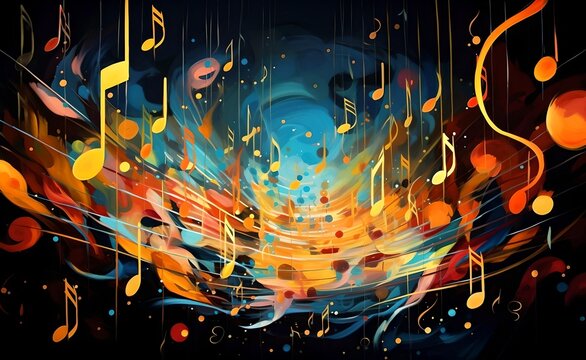 An abstract image of musical notes floating in the air, creating a sense of harmony and rhythm.