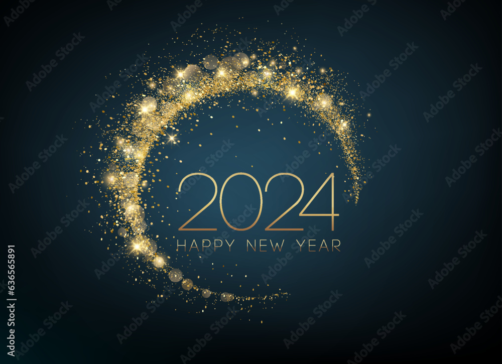 Aufkleber 2024 New Year Abstract shiny color gold design element