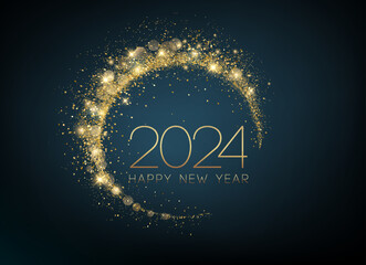 2024 New Year Abstract shiny color gold design element - 636565891