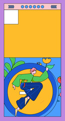 Vector internet operation illustration of people exercising and running healthy
